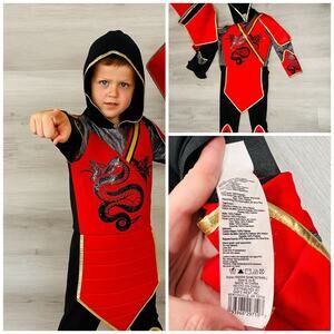 Ninja Assassin Halloween Costume Red And Black Size S 4-6